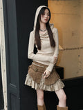 Getadme Summer Women Vintage Dark Academia Design Patchwork Mini Pleated Skirt Gyaru Coquette Harajuku 2000s Aesthetic Y2k Cyber Punk