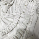 GETADME 2025 Japanese Lolita Blouse White - Cute Puff Sleeve Shirt with Lace Cuffs for JSK Dress Sweet Vintage Style Underblouse