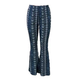 GETADME Women Bootcut Pants Retro Print Flared Hem Women's Yoga Pants with High Elastic Waist Slim Fit Stretchy for Long for Women