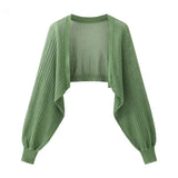 GETADME French Ice Silk Knitted Sun-Proof Cardigan Top Women's Summer Thin Jacket Waistcoat Suspender Skirt Shawl Outer Match Blouse