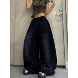 GETADME 2026 American Style Vintage Gradient Letter Print Casual Wide Leg Pants Loose Fit Hip Hop Jazz Dance Women Fashionable Trousers