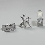 Getadme Vintage Irregular Cross Star Open Ring for Women Men Punk Gothic Sliver Color Adjustable Couple Rings Y2K Egirl Jewelry Gift