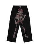 Getadme-Rhinestone Skull Full Length Gothic Black Pants Women Clothing Baggy Jeans Streetwear Women High Waist Hip Hop Y2k Pants