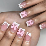 GETADME 24pcs Upgrade Your Look With Pink leopard print bow full coverage false nail set 1pc Nail File & 1Nail Glue Sticker Kit Nails