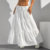 GETADME SpringSummer Women's Half length Skirt with Strap Splicing Large Swing Skirt Loose Long Skirt Women's Wear