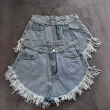 GETADME Denim Pant Women Shorts Jeans Short Pants Hole Slim Fit High Waist Straight Trousers Y2k Streetwear Mom Jeans Casual Summer
