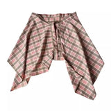 GETADME Unisex Layered A Line Wrap Skirt Hiphop Street Dance Checkered Hip Scarf Tie Up Asymmetrical Overskirt Shirt Extender