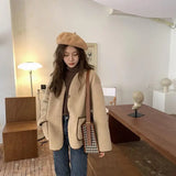 GETADME Women Autumn Winter Warm Teddy Coat Berber Fleece Round Collar Short Jacket Plush Outerwear Female Fashion Streetwear Clothes