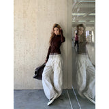 GETADME American Retro 2000s High Waist Full Length Jeans Pockets Hip-hop Baggy Cargo Pants Women Casual Y2K Grunge Street Denim Trouser