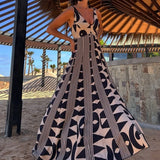 GETADME Summer Deep V Neck Aesthetic Printing Backless Sleeveless A-line Maxi Dresses Vacation Holiday Party Vestidos 2025