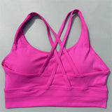 GETADME Cross Straps Sports Bra Women Gym Sports Top High Support Fitness Bralette Yoga Vest Push Up Running Underwear With Chest Pad