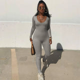 GETADME Dulzura Women 2025 Autumn Winter Long Sleeve Bodycon Streetwear Jumpsuit Overall One Piece Outfit Wholesale Items for Business