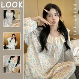 GETADME Spring New Knit Cotton Sleepwear 2 Pieces Women's Cute Home Clothes Suit Web Red Korean Style Home Clothes Pants Set Homewear