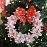 GETADME Glitter Artificial Flowers for Christmas Tree, Christmas Ornaments,Pink,Red,Gold, Xmas Decoration for Home, 14.5cm
