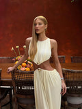 GETADME Weird Puss Waistless Chic Dress Women  Metal Trim Sleeveless O-Neck Skinny Elegant Summer Hipster Prom Party Vacation Vestidos