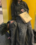 GETADME Y2K Baggy Jeans vintage Splicing embroidery Pattern high quality jeans Hip Hop Gothic Streetwear men women Casual wide leg jeans