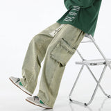 GETADME 2026 New Men Baggy Cargo Jeans Fashion Streetwear Vintage Wide Leg Pants American Streetwear Y2K Big Pocket Youth Overalls