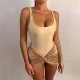 GETADME 여성용 새로운 패션 파티 매칭 의상 2세트 U넥 민소매 바디수트+레오파드 메시 셔링 스커트 여성 Y2K 의류