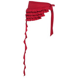 GETADME Embroidered Flower Lace Mini Skirt Irregular See Through Ruched Skirts Lace-up Design High Waist Pleated Skirts