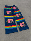 GETADME Nyan Cat Sweatpants Y2k Pants Baggy Men Elastic Waist American Streetwear Hip Hop Vintage Joggings Casual Pants Men Clothing