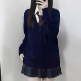 GETADME Japanese fashion solid color V-neck knitted sweater,original newJK uniform cardigan top,autumn and winter women's cotton sweater