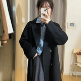 GETADME 여성용 두꺼운 모직 코트 시즌 핫세일 신상품 가을 겨울 한국 스타일 스몰 사이즈 중간 길이 트렌디 모직 재킷 