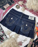 GETADME Gothic High Waisted Retro Y2k Skirt Letter Embroidery Patchwork Zipper Denim Pleated Mini Skirt Harajuku Womens Short Skirts