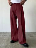 GETADME Men's High Waist Wide Leg Suit Pants Casual Loose Straight Leg Dress Pants Formal Business Streetwear Black Trousers S-2XL 1 Pie
