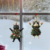 GETADME Christmas Cat Pendant Halloween Cartoon Animal Christmas 2D Acrylic Xmas Tree Ornaments 2025 New Year Home Decor