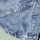 GETADME 여성 블루 데님 재킷 만다린 칼라 긴팔 솔리드 루즈 오버사이즈 차케타 무헤르