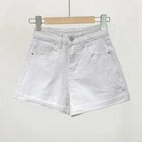 GETADME Korean Style High-Waisted Slimming Casual A- Line Jeans Trendy Women's Student Shorts With Rolled Edges New Arrival