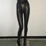 GETADME Sexy y2k streetwear Fishnet Rhinestone pants women clothing see through club party pants vintage clothes wide leg pants trousers