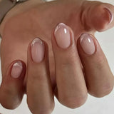 GETADME 24Pcs Metallic Cat Eye French Sheer Manicure Tip Art Textured 3D Acrylic False Nails Nude Pink Almond Medium Press on Fake Nails