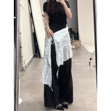 GETADME Y2K Irregular Mini Skirts Women Harajuku Aesthetic White Lace Tulle Bandage Skirt Japanese Vintage Hollow Out Faldas New