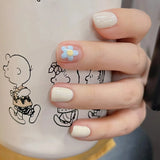 GETADME 24개 탈착식 숏 프레스 온 네일 Y2K 라인스톤 거짓 네일 (글루 포함) 발레 스위트 쿨 걸스 인조 거짓 네일 팁