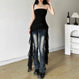 GETADME Nibber 2026 Spring New Solid Color Sweet Gentle Cute All-match High Street Travel Sexy Cool Women Chest Wrap ruched Tassel Vest