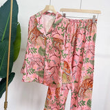 GETADME Women Pajama Set Spring Autumn 2 Piece Tiger Print Pyjama Pocket Faux Silk Satin Sleepwear Long Sleeve Pijama Mujer Pjs Homewear