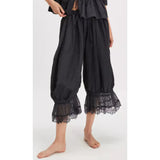GETADME Women's Y2K Loose Fit Bloomers Cropped Pants Drawstring High Waist Floral Lace Patchwork Calf-Length Lantern Trousers