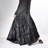 GETADME Good Quality Women Spring Long Skirts Wide Hem Pleated Design High Waist A-Line Dance Maxi Skirts Faldas Femme Streetwear