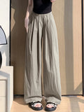 GETADME Spring Summer Women Loose Wide Leg Pants Casual Elastic Waist Stright Long Wide leg Pants Female Casual Female Pants Trousers