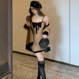 Getadme-Contrasting Colors Sleeveless Camisole Dress Women's Dresses Korean Version