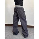 GETADME Men's Jeans Man Pants Loose Fit Black Wide Leg High Street Denim Relaxed Straight Casual Spring Slouchy Trousers