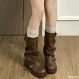 GETADME Autumn and Winter Fashion Retro Brown Western Cowboy Boots Women's Boots 2025 New Look Slim Thick and Stacked Short Boots