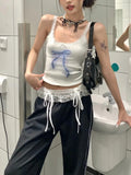GETADME Y2k Baggy Laces Patchwork Sweatpants Vintage Woman Korean Fashion Loose Sports Pants Harajuku Gyaru Casual Trousers