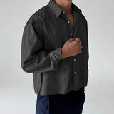 GETADME INCERUN Men Striped Shirt Lapel Long Sleeve Loose Casual Men Clothing 2025 Oversize Streetwear Spring Autumn Tops Fashion Shirts