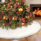 GETADME Christmas Tree Decoration,78/90/122cm White Plush Christmas Tree Skirt,Xmas Tree Base Mat,Christmas Home Decoration 2025