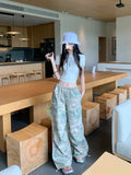 GETADME Women Grunge American Vintage Camouflage Jean Y2k Streetwear Baggy Joggers Denim Pants 2000s Aesthetic Tide BF Style Japanese