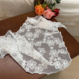 GETADME New Triangle Short Skirt Half Skirt Butt Curtain Skirt Lace Trim Small Apron Knitting Lace Stacked Ins Korean Women Headscarf