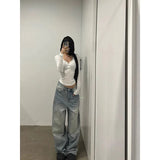 Getadme-Autumn Winter New American Vintage Jeans Woman High Waist Slim Straight Women's Jeans  Casual Loose Street Chicly Jeans Female