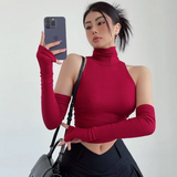 Getadme-New Spicy Girls Y2k Tops Oversleeve Sexy Turtleneck Tank Top for Women's Slim Fit Short tshirt Skinny Streetwear Crop Top